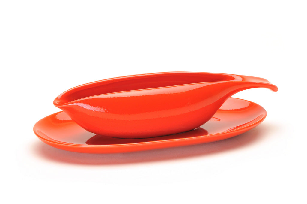 American Modern Gravy Boat & Saucer : Bauer Orange