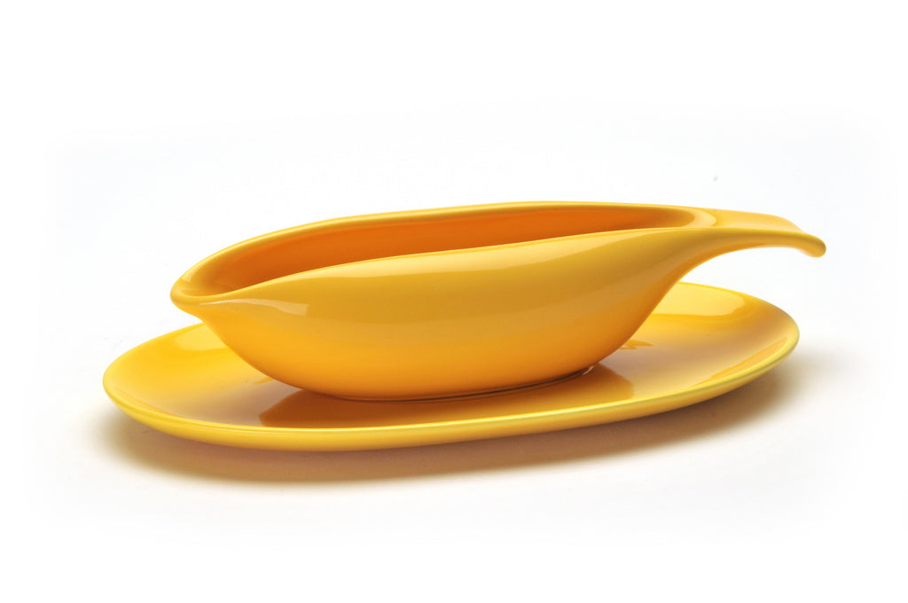 American Modern Gravy Boat & Saucer : Bauer Yellow