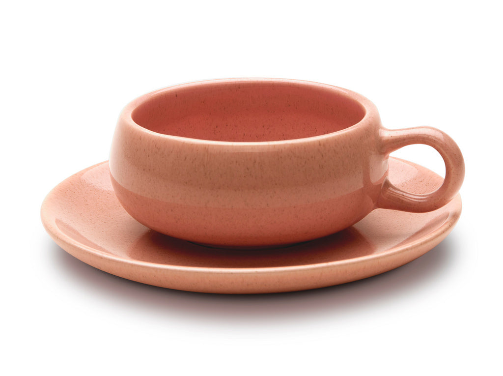 American Modern Cup & Saucer : Coral