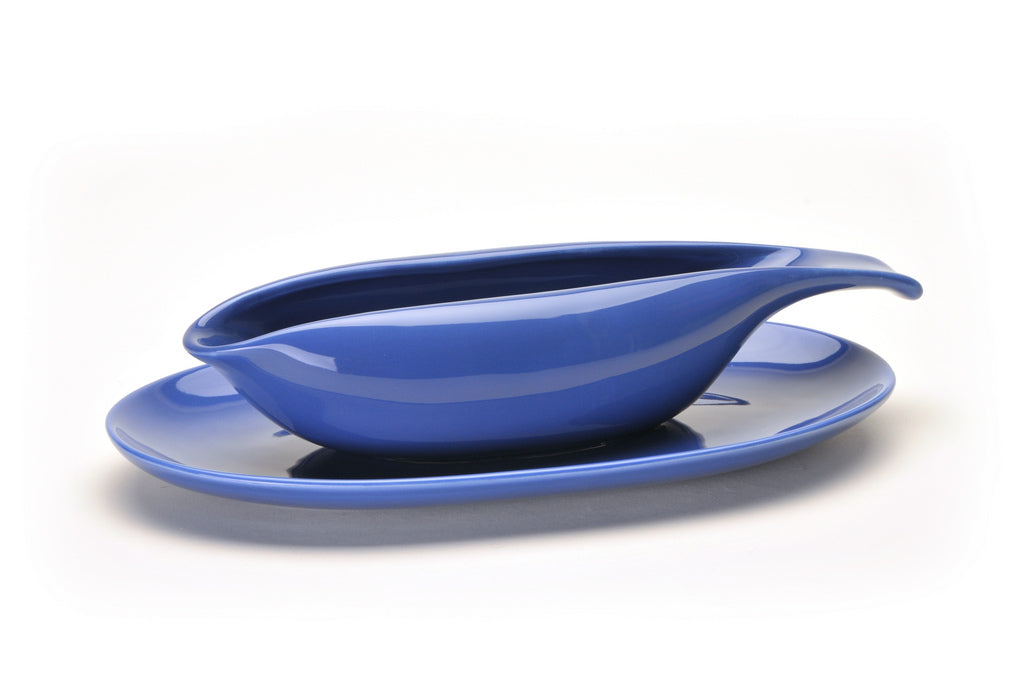 American Modern Gravy Boat & Saucer : Federal Blue