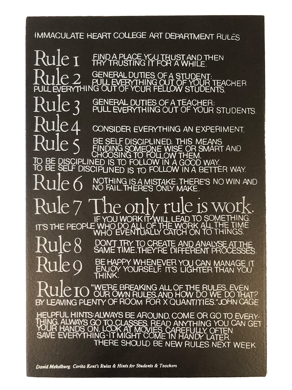 "Art Department Rules" Tile